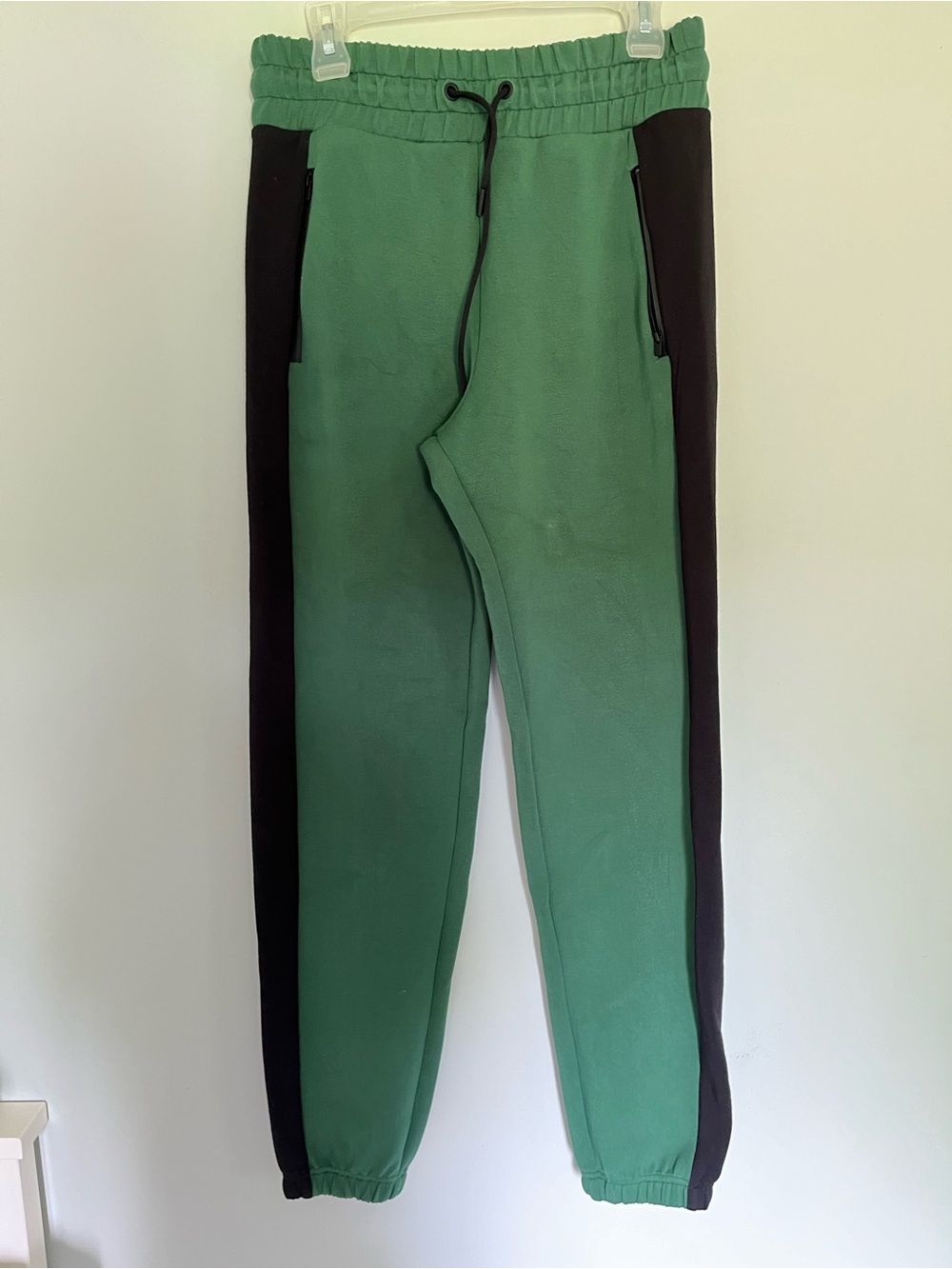 MICHI Green Joggers with Black Side Panels Slight Staining